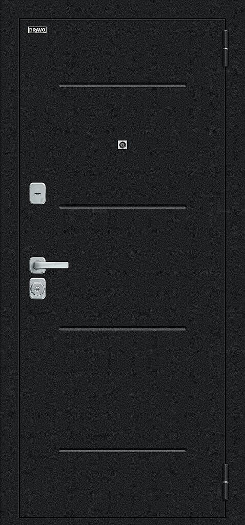 Входная дверь Техно/BChrome Букле черное/Cappuccino Melinga BR6191 внешняя сторона