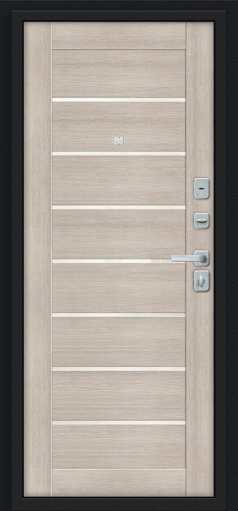 Входная дверь Техно/BChrome Букле черное/Cappuccino Melinga BR6191 внутренняя сторона